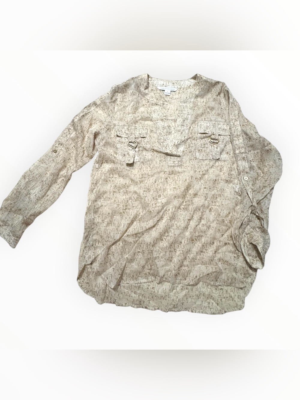 Diane Von Furstenberg Light Beige Textured Blouse